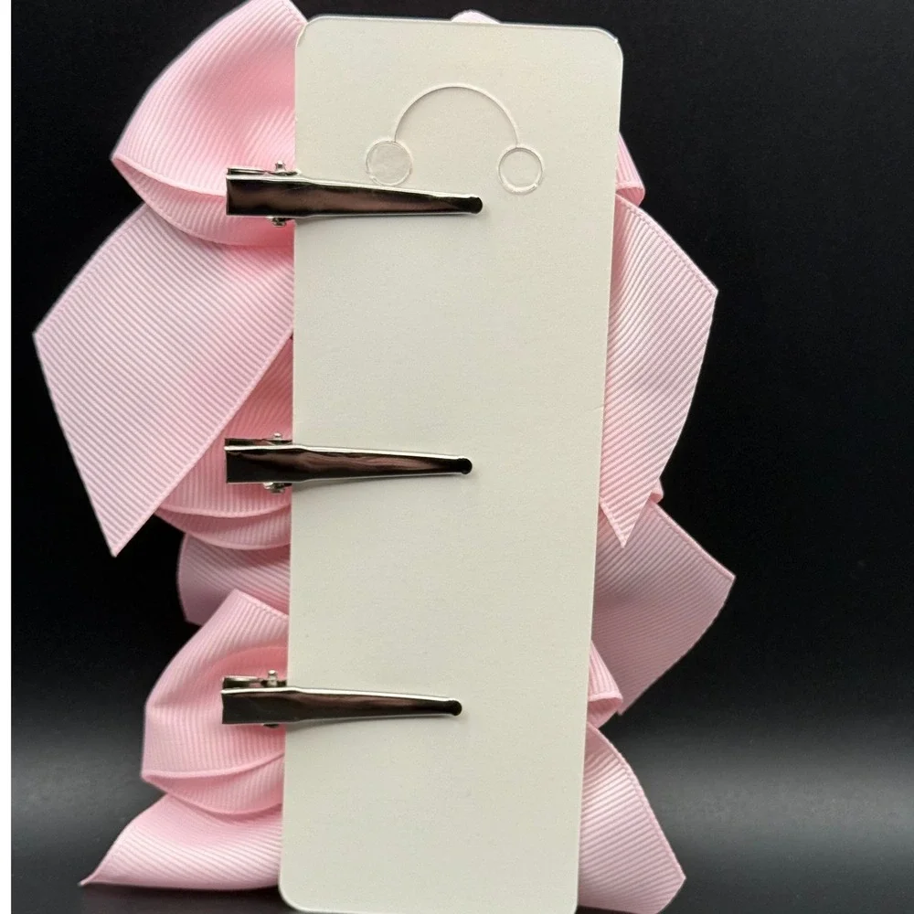 Pink Polka Dot‎ Grosgrain Ribbon Hair Bows 3 Pack Alligator Clips Set